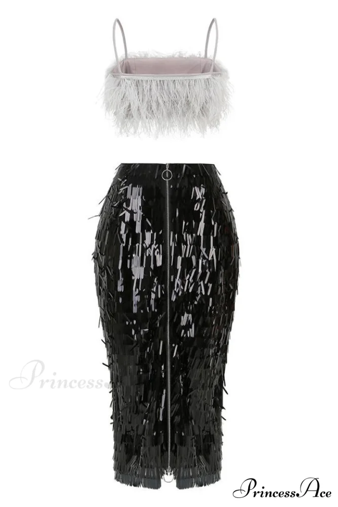 Aleyna Feather Top Charming + Sequin Skirt Set - Image 8