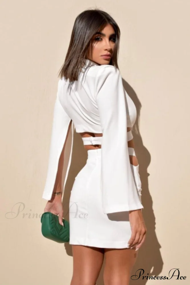 Cut Out Blazer Top Graceful + Mini Skirt Set - Image 2