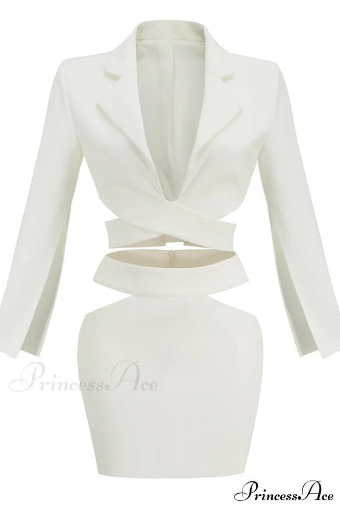Cut Out Blazer Top Graceful + Mini Skirt Set - Image 3