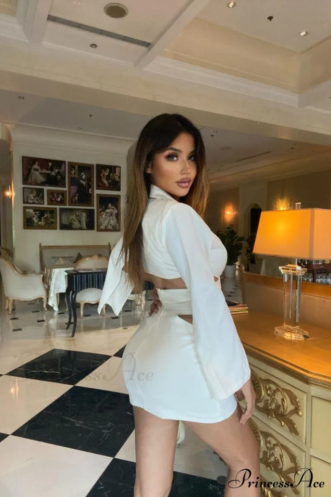 Cut Out Blazer Top Graceful + Mini Skirt Set - Image 8
