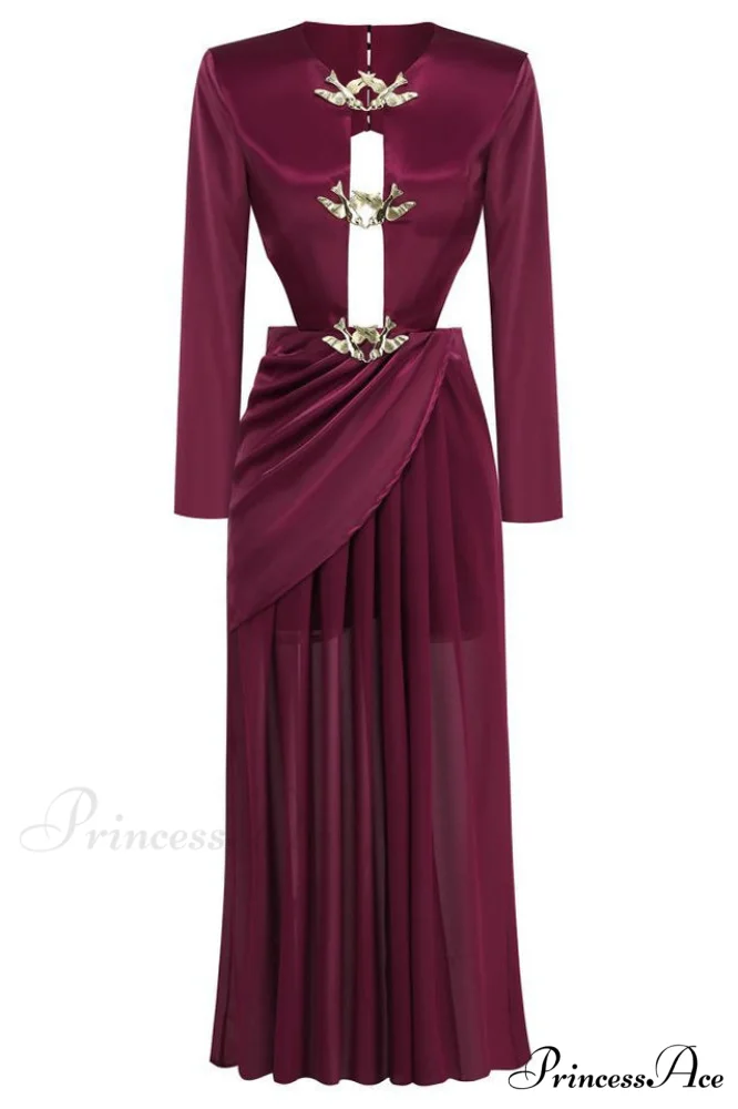 Buckle Detailed Stylish Draped Maxi Dress - Image 4