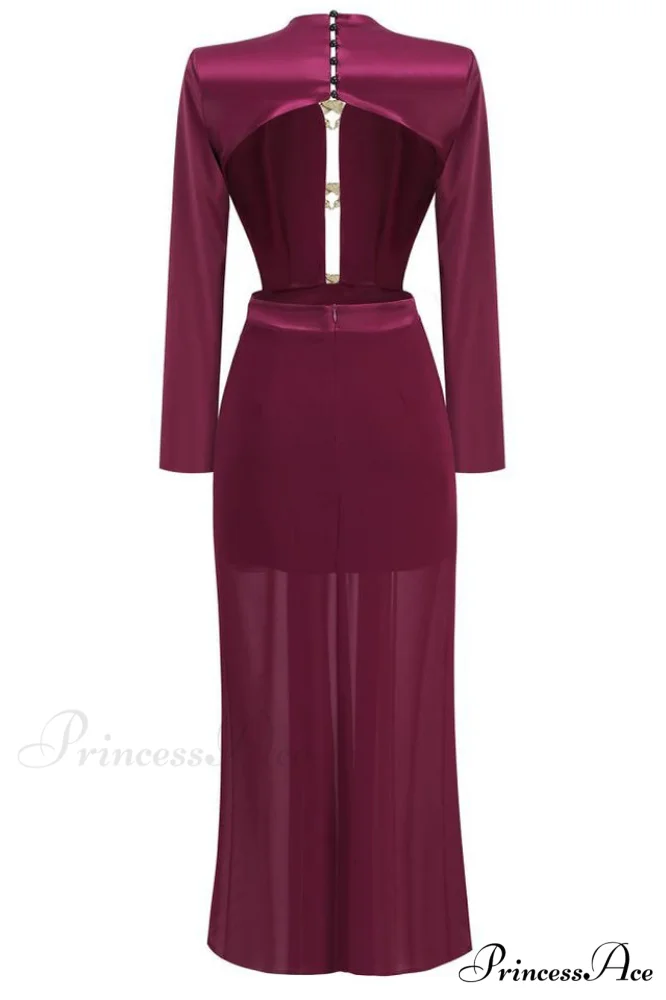 Buckle Detailed Stylish Draped Maxi Dress - Image 5