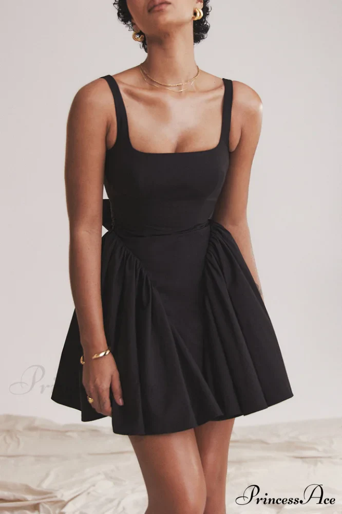 Florianne Black Stylish Bow Mini Dress - Image 10