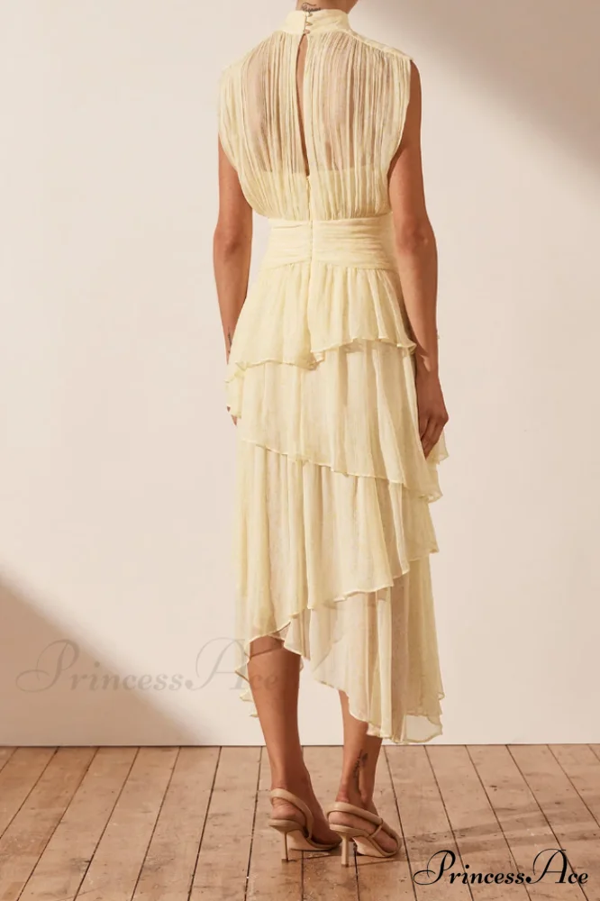 Faye Sleeveless Stylish Ruched Midi Dress - Image 10