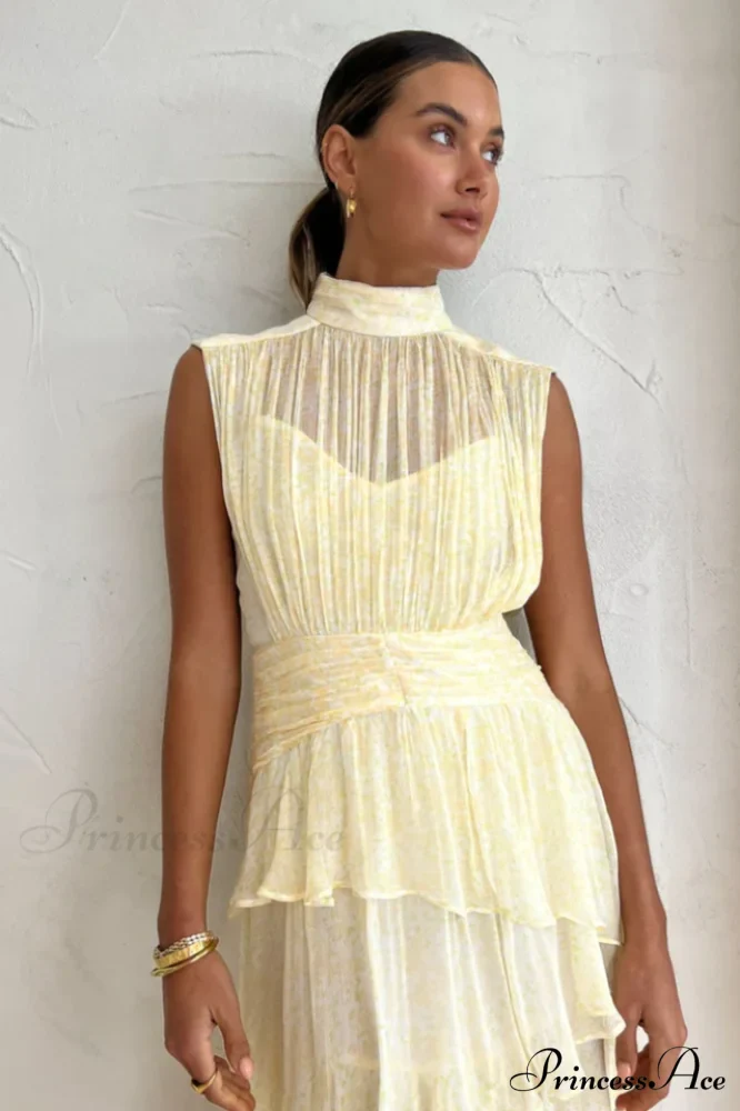 Faye Sleeveless Stylish Ruched Midi Dress - Image 4
