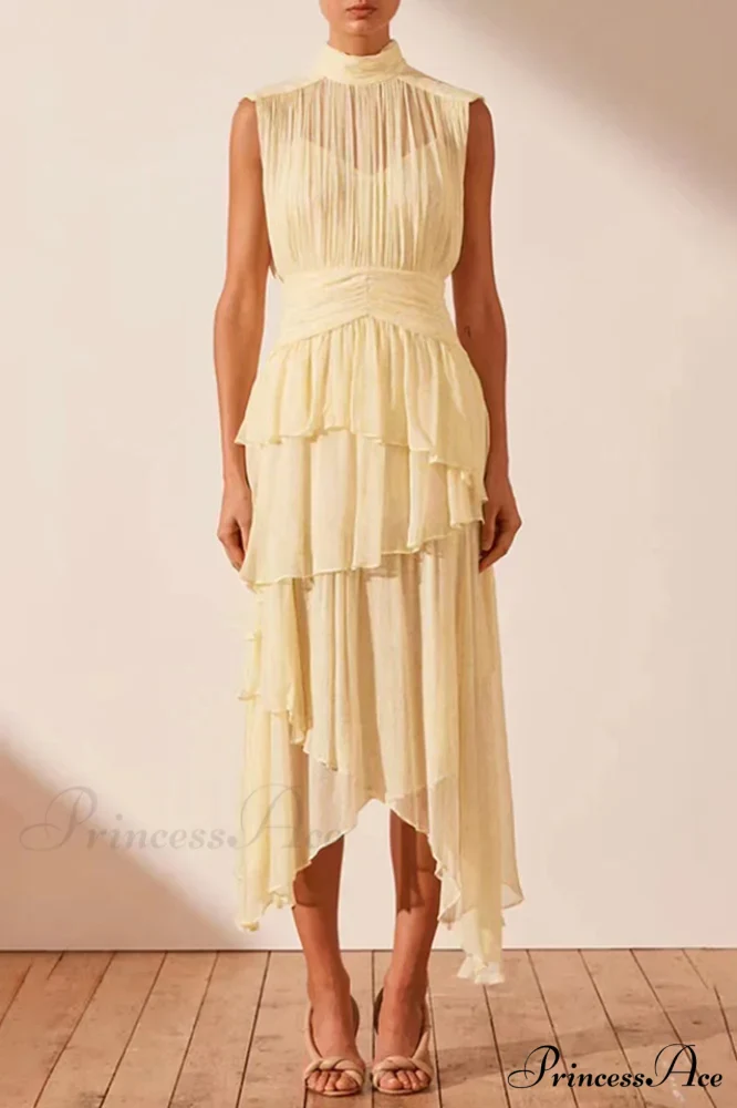 Faye Sleeveless Stylish Ruched Midi Dress - Image 7