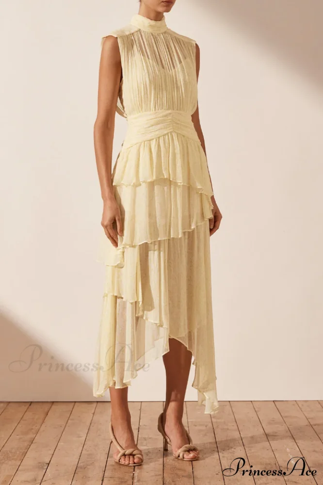 Faye Sleeveless Stylish Ruched Midi Dress - Image 8
