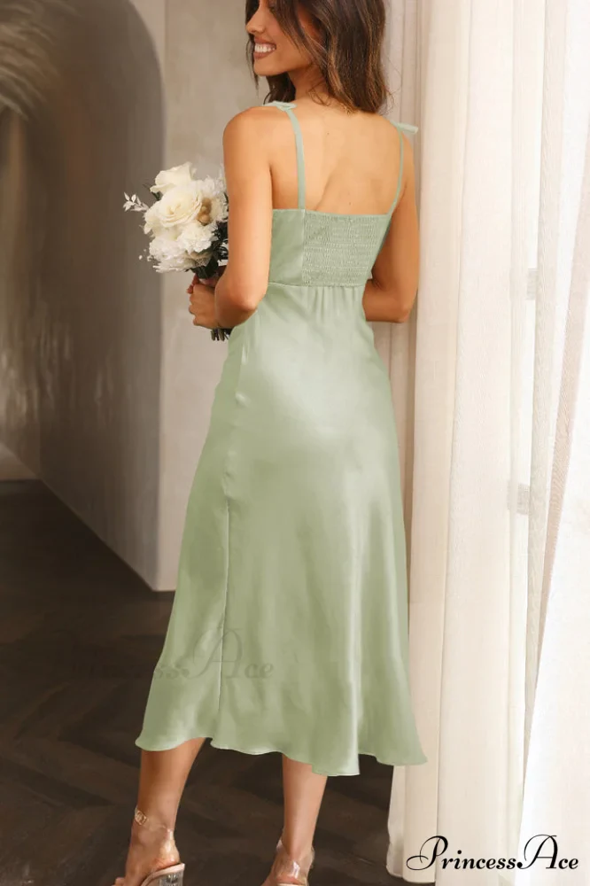 High Waist Stylish Satin Wrap Dress - Image 10