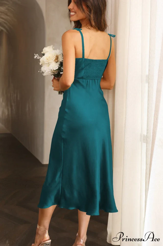 High Waist Stylish Satin Wrap Dress - Image 15