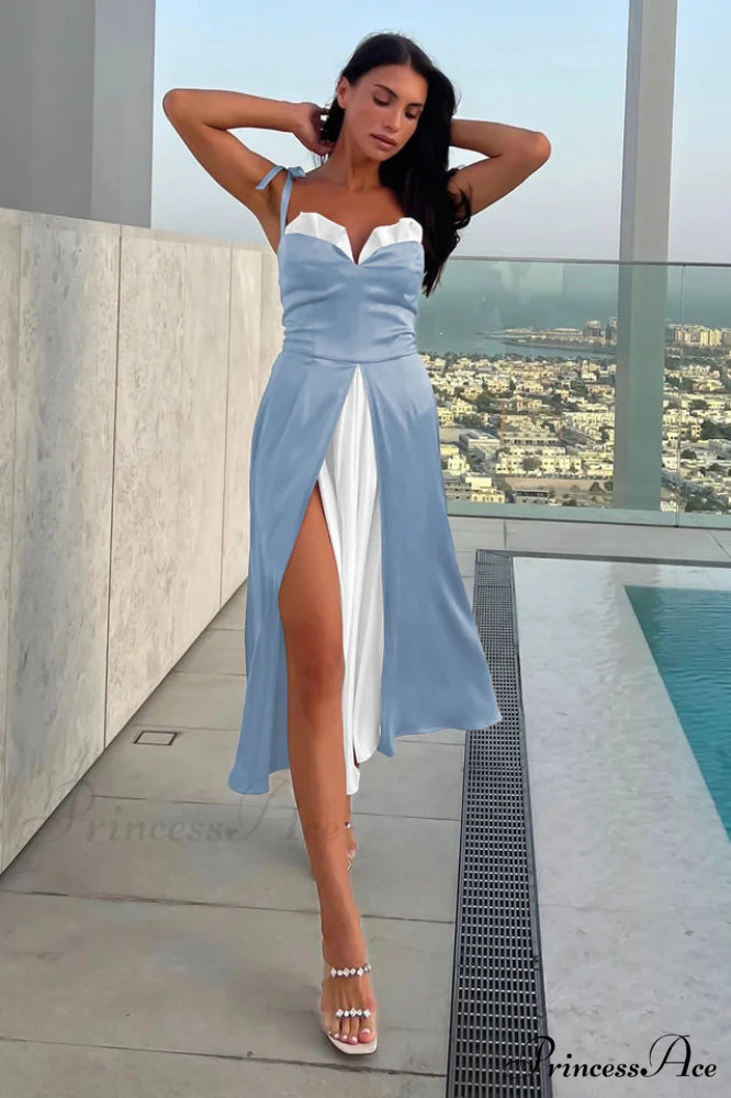 High Waist Stylish Satin Wrap Dress - Image 18