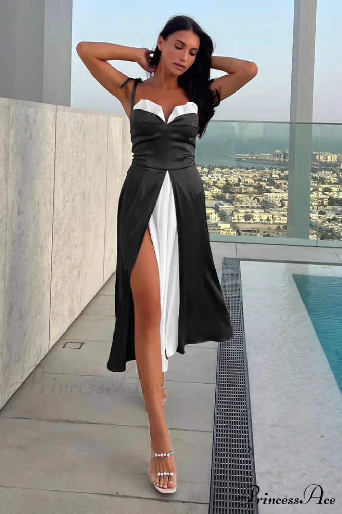 High Waist Stylish Satin Wrap Dress - Image 2