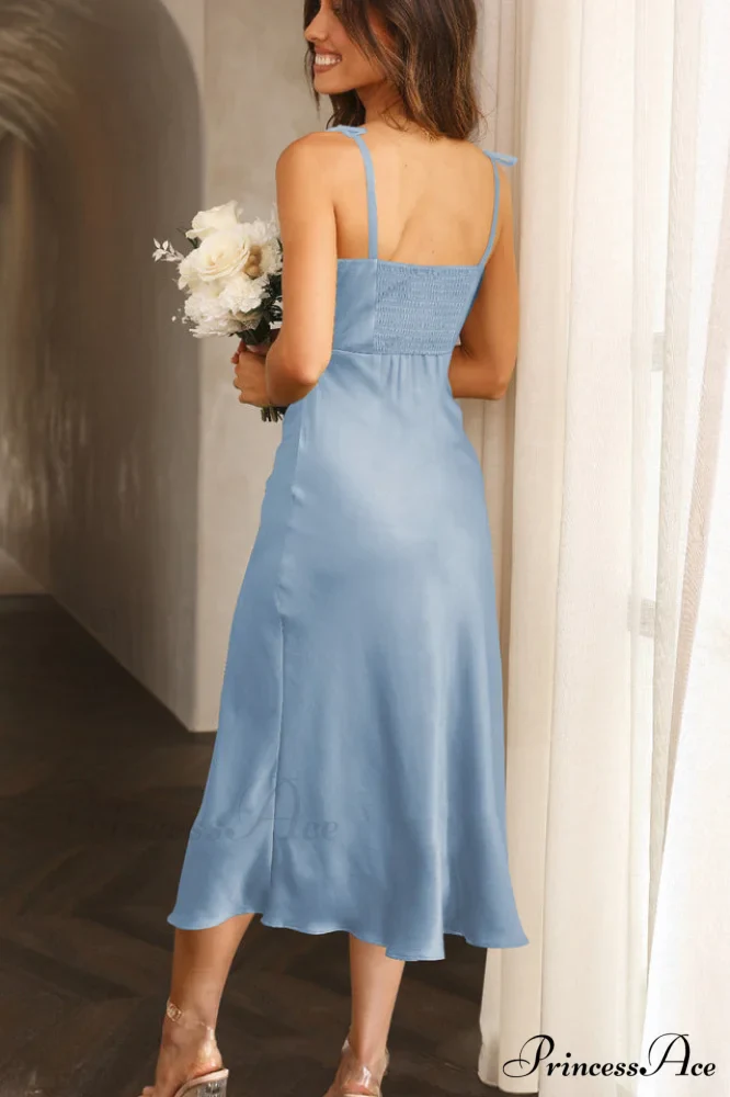 High Waist Stylish Satin Wrap Dress - Image 20