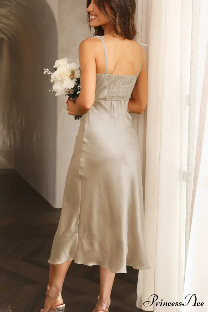 High Waist Stylish Satin Wrap Dress - Image 25