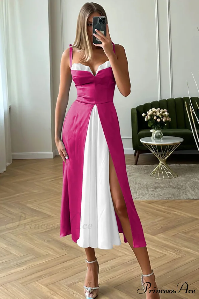 High Waist Stylish Satin Wrap Dress - Image 26