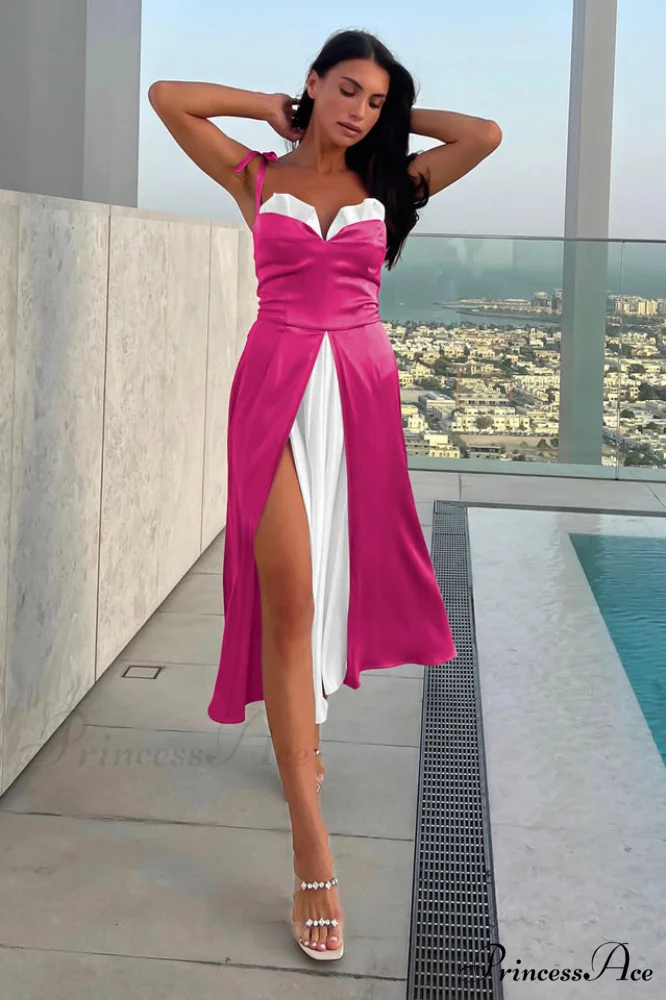 High Waist Stylish Satin Wrap Dress - Image 27