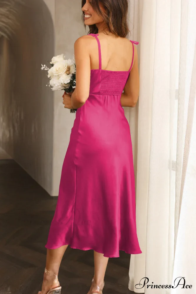 High Waist Stylish Satin Wrap Dress - Image 30