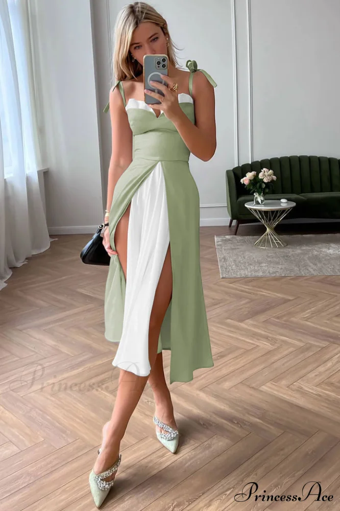 High Waist Stylish Satin Wrap Dress - Image 7