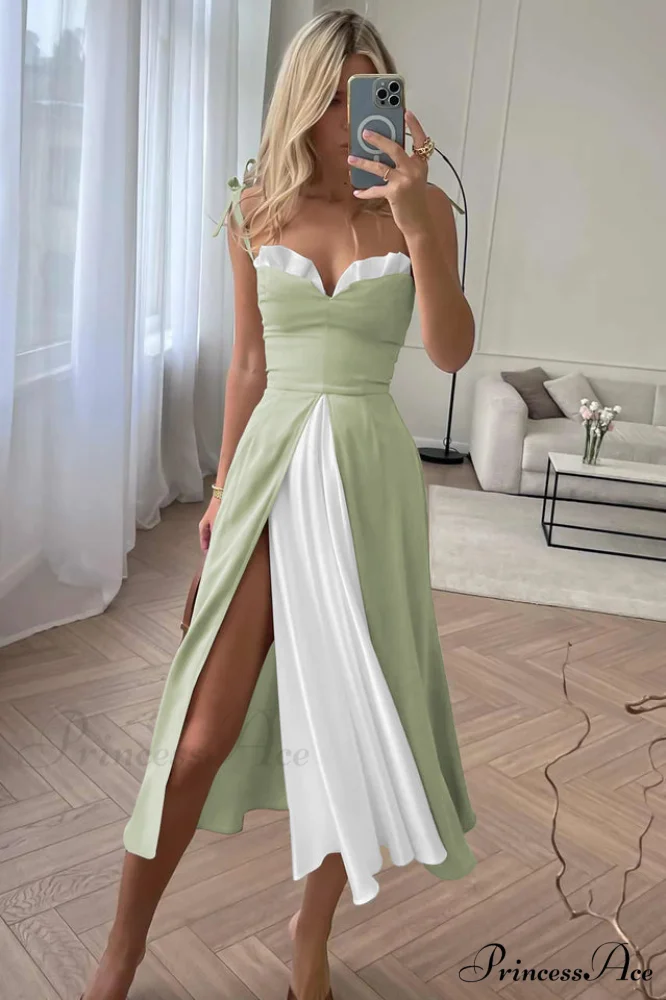 High Waist Stylish Satin Wrap Dress - Image 8