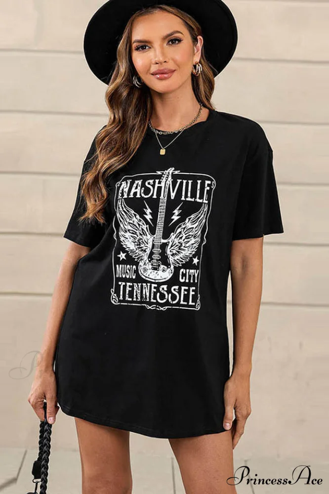 Guitar Slogan Stylish Letter Graphic Tee - Image 4