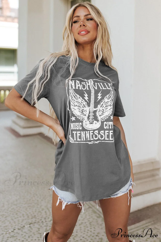 Guitar Slogan Stylish Letter Graphic Tee - Image 9