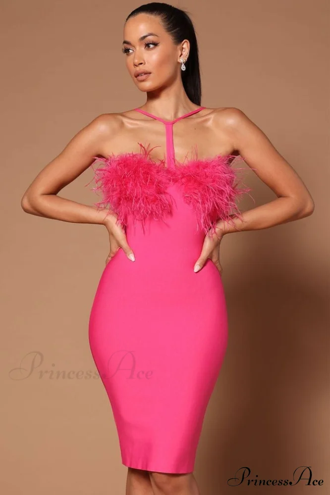 Feather Halter Stylish Mini Dress - Image 3