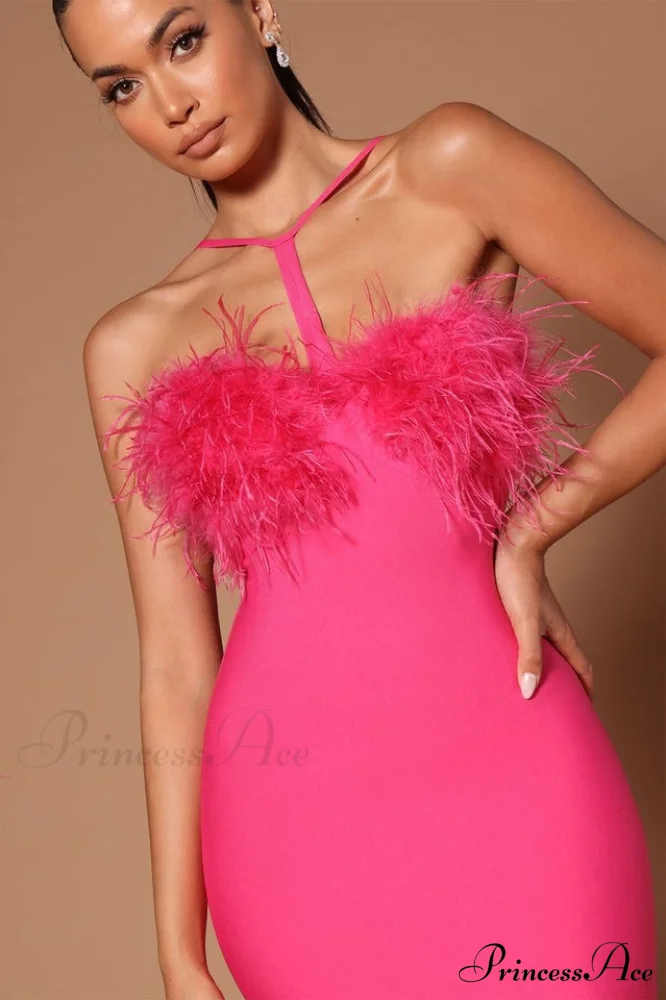 Feather Halter Stylish Mini Dress - Image 4