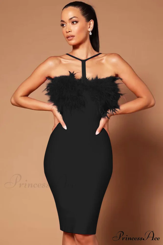 Feather Halter Stylish Mini Dress - Image 5