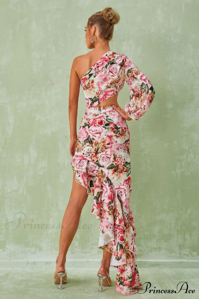 Cassidy One Shoulder Charming Floral Maxi Dress - Image 10