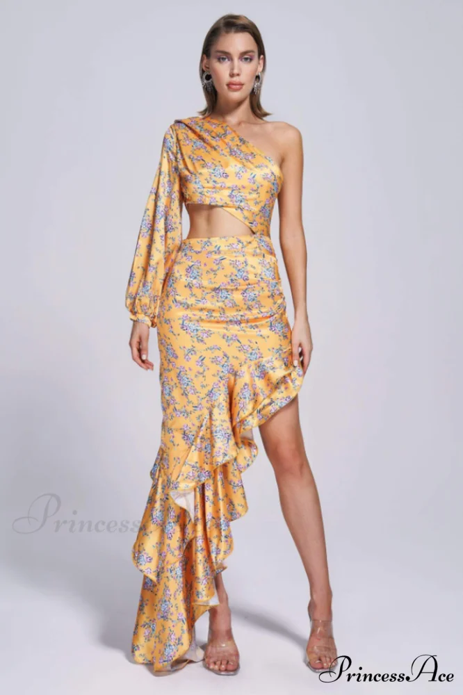 Cassidy One Shoulder Charming Floral Maxi Dress - Image 2