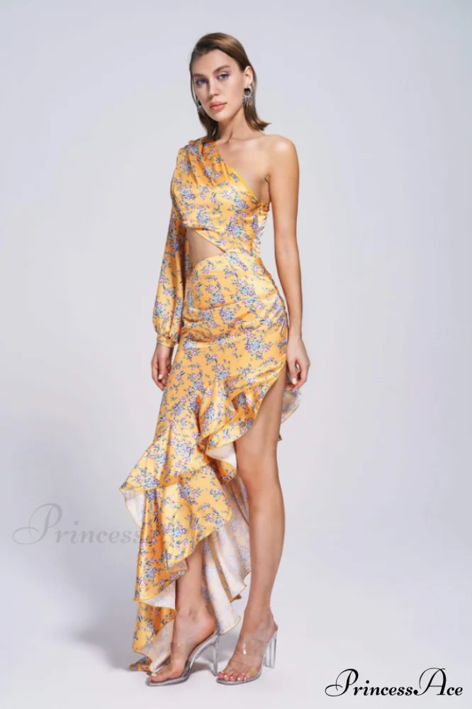 Cassidy One Shoulder Charming Floral Maxi Dress - Image 3