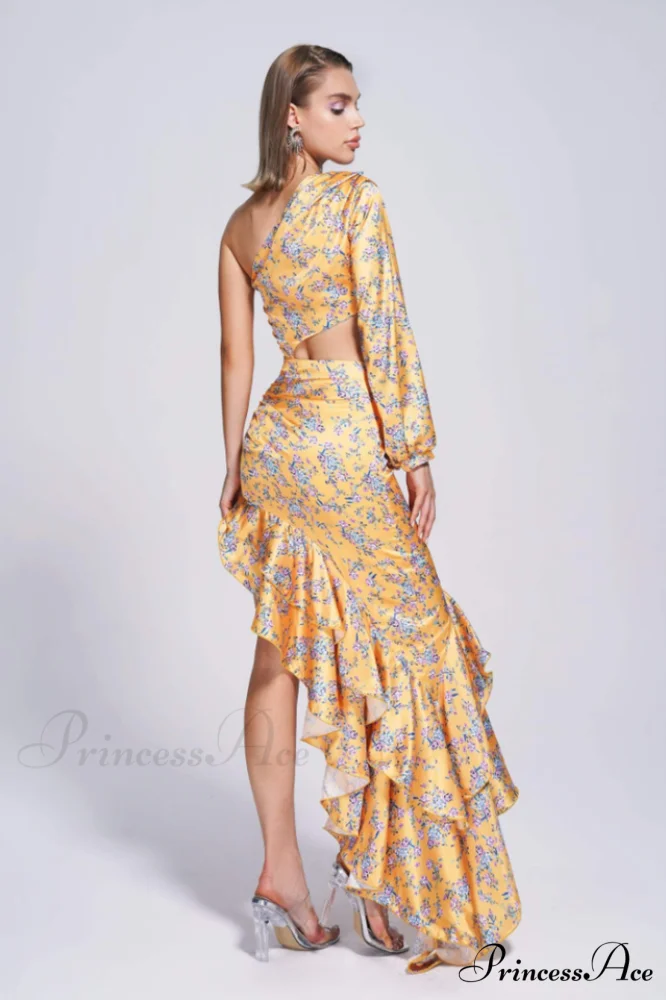 Cassidy One Shoulder Charming Floral Maxi Dress - Image 4