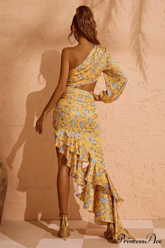 Cassidy One Shoulder Charming Floral Maxi Dress - Image 6