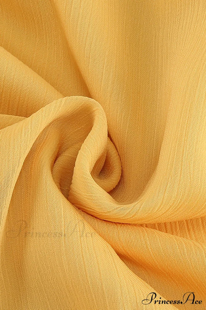 Fleur Yellow Stylish Strapless Cutout Gown - Image 10