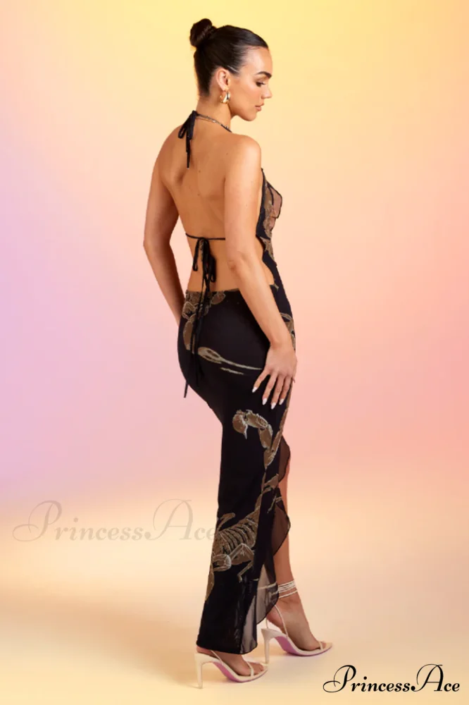 Deep V Ruffle Charming Detail Maxi Dress - Image 5