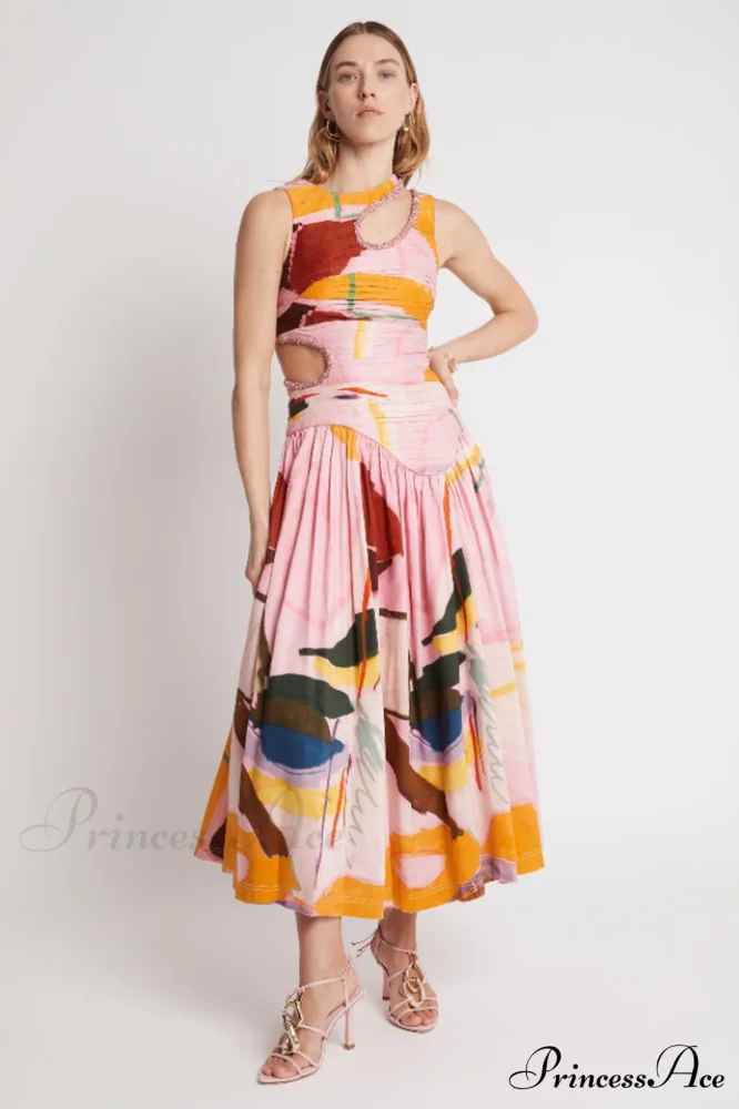 Jolie Abstract Stylish Cut-Out Midi Dress - Image 7