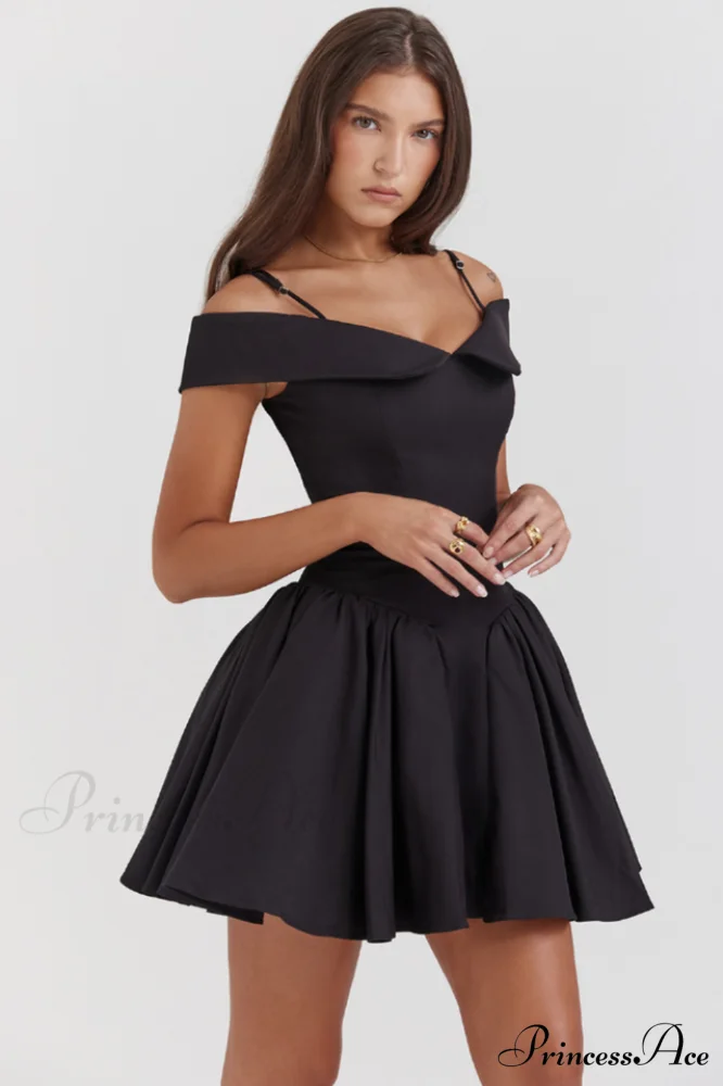 Elida Black Stylish Mini Dress - Image 2