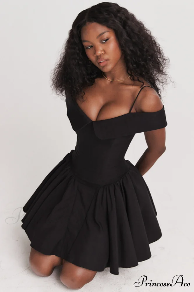 Elida Black Stylish Mini Dress - Image 4