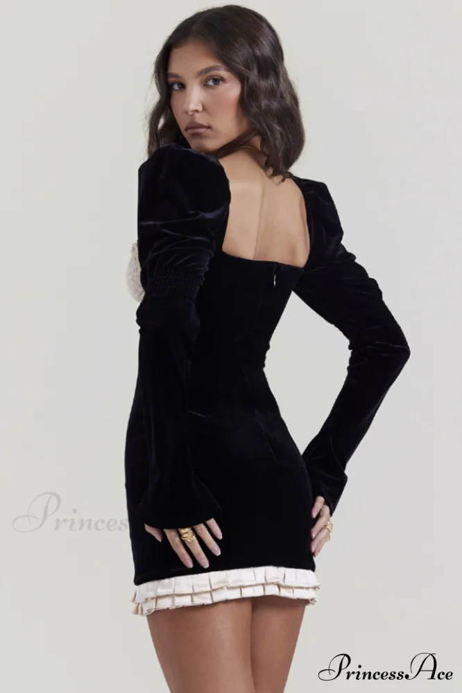 Azaria Black Stylish Vintage Dress - Image 2