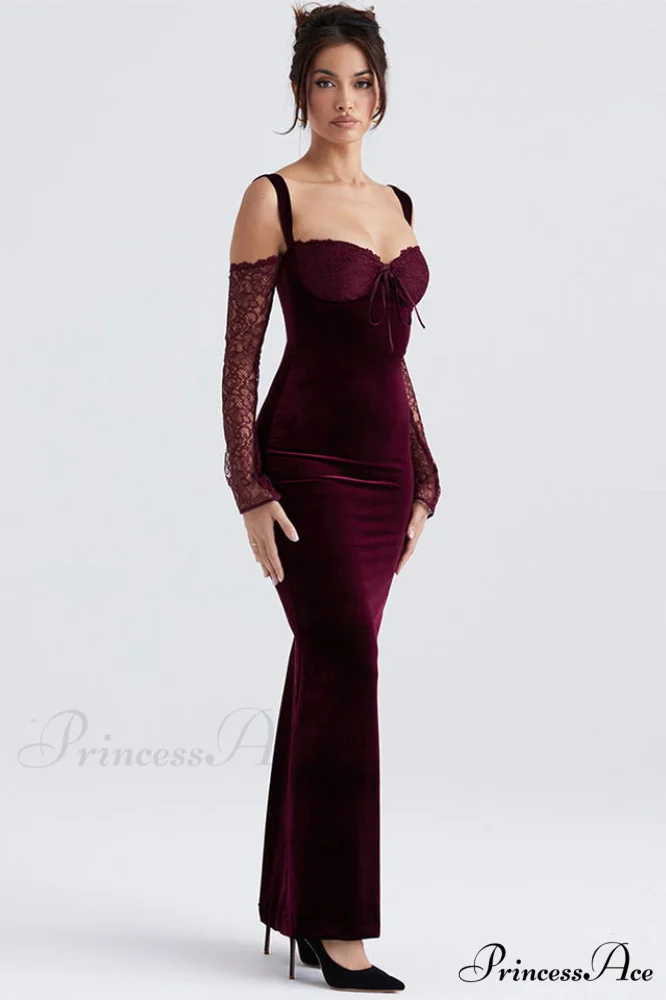Kaia Evening Stylish Velvet Maxi Dress - Image 2