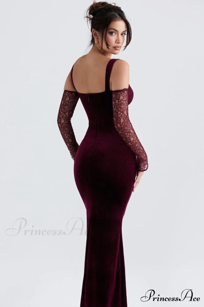 Kaia Evening Stylish Velvet Maxi Dress - Image 3