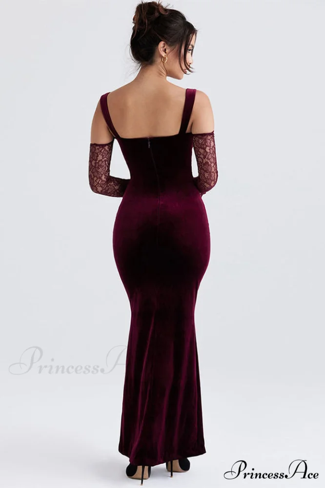 Kaia Evening Stylish Velvet Maxi Dress - Image 4