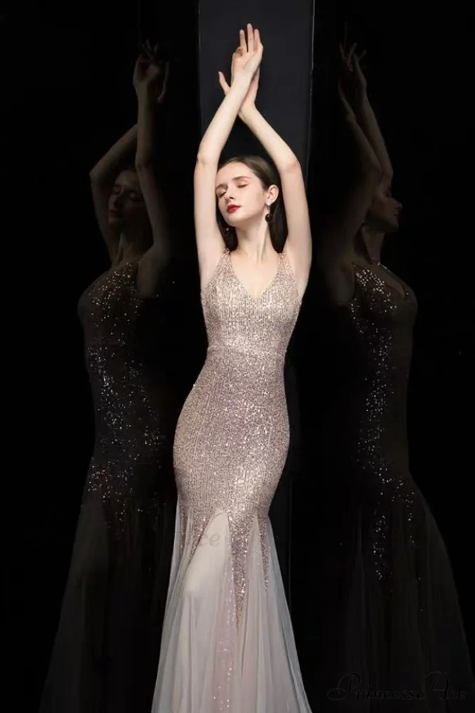 Adeline Sparkly Stylish Sequin Fishtail Gown - Image 6