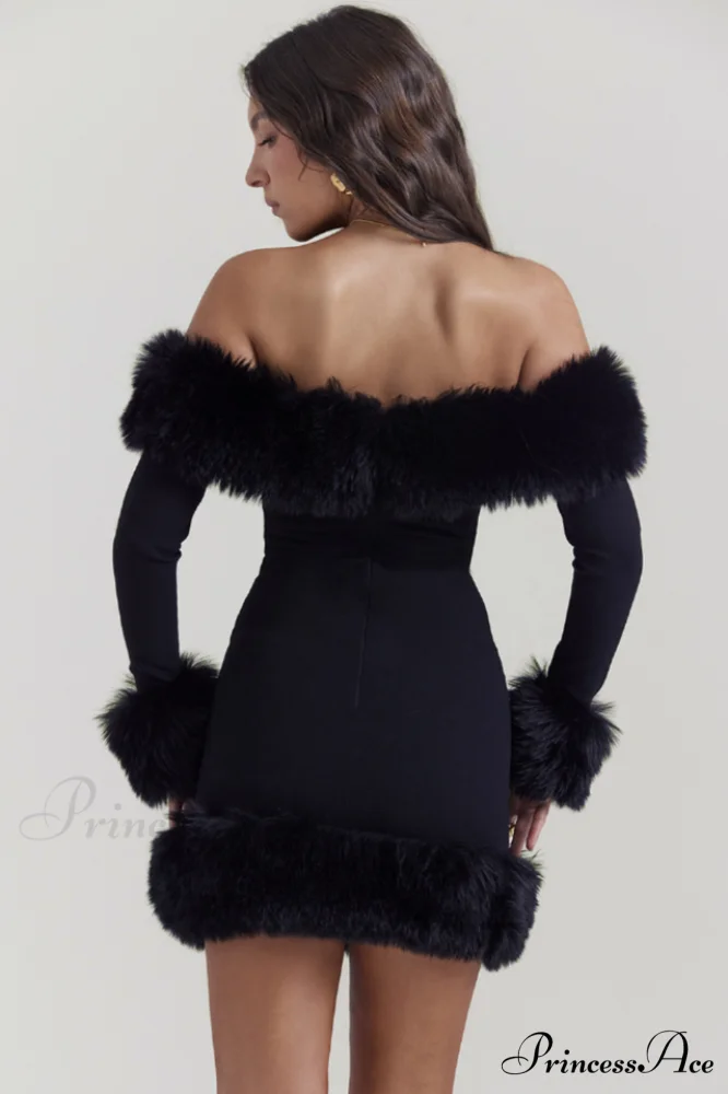 Black Bateau Stylish Neck Mini Dress - Image 2