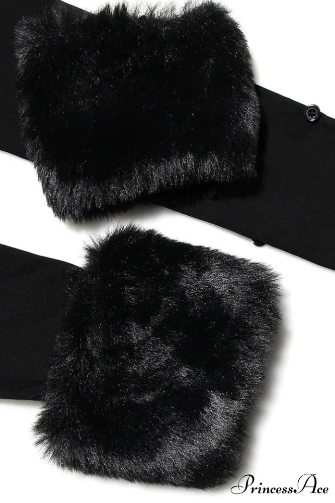 Black Faux Stylish Fur Trimmed Bustier - Image 9