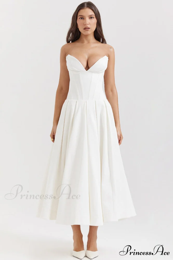 Lady Black Stylish Strapless Midi Dress - Image 11