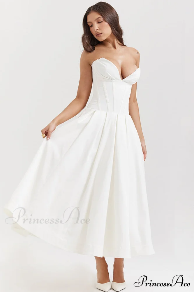 Lady Black Stylish Strapless Midi Dress - Image 12