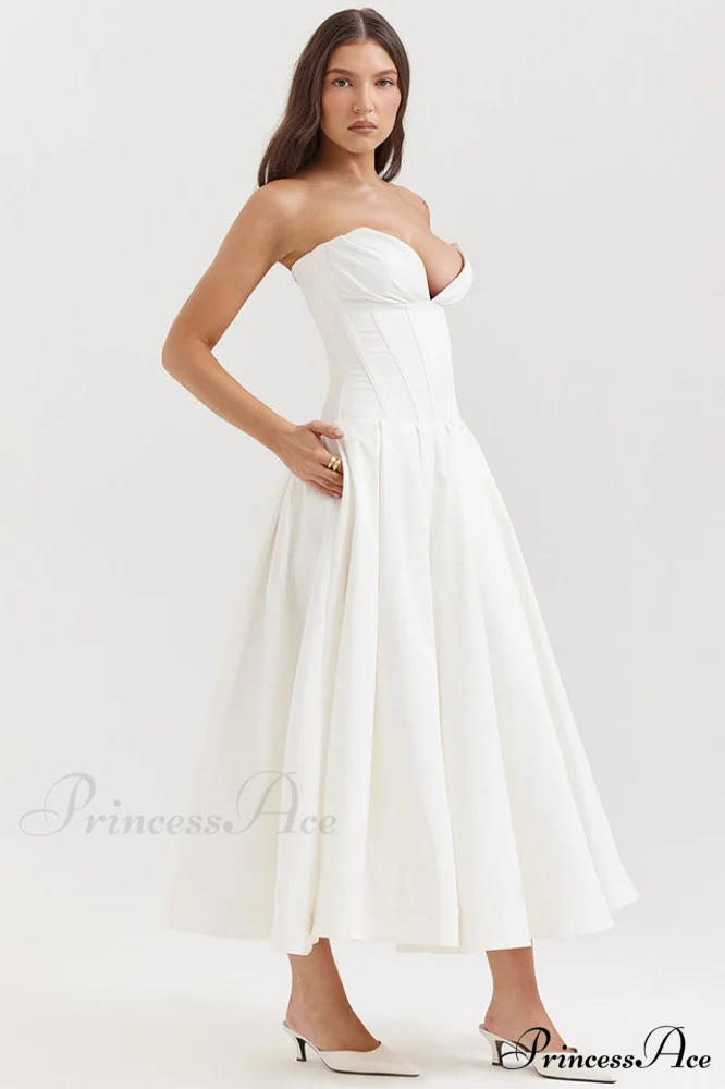 Lady Black Stylish Strapless Midi Dress - Image 13