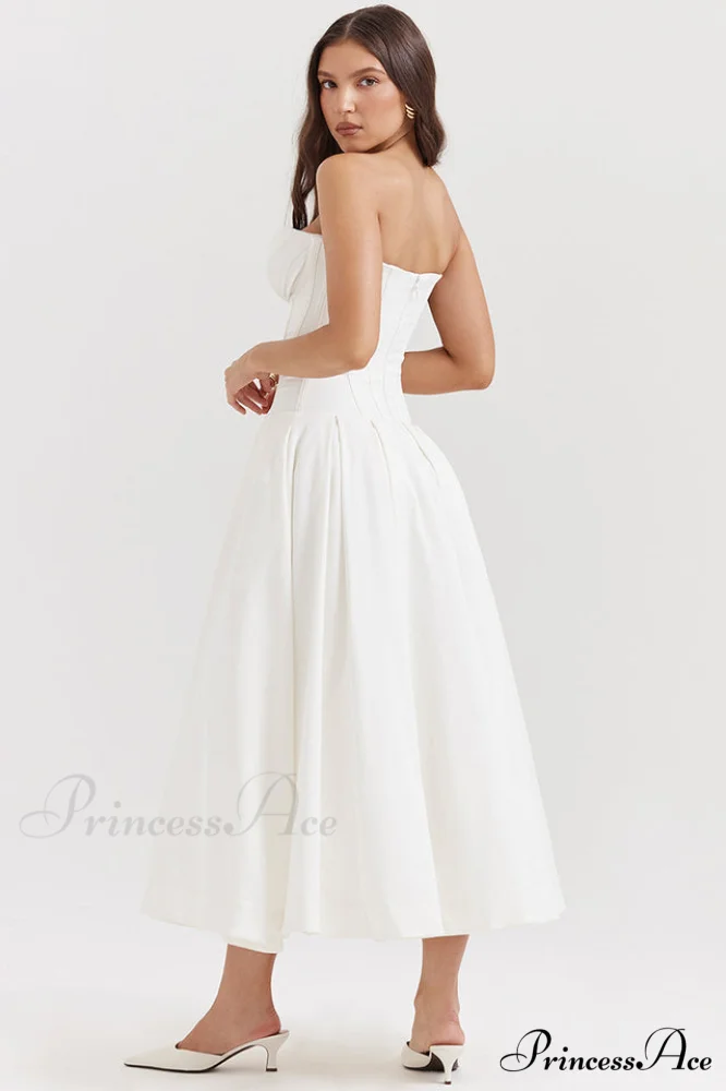 Lady Black Stylish Strapless Midi Dress - Image 14