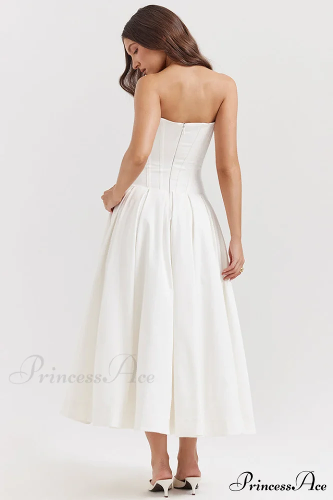 Lady Black Stylish Strapless Midi Dress - Image 15