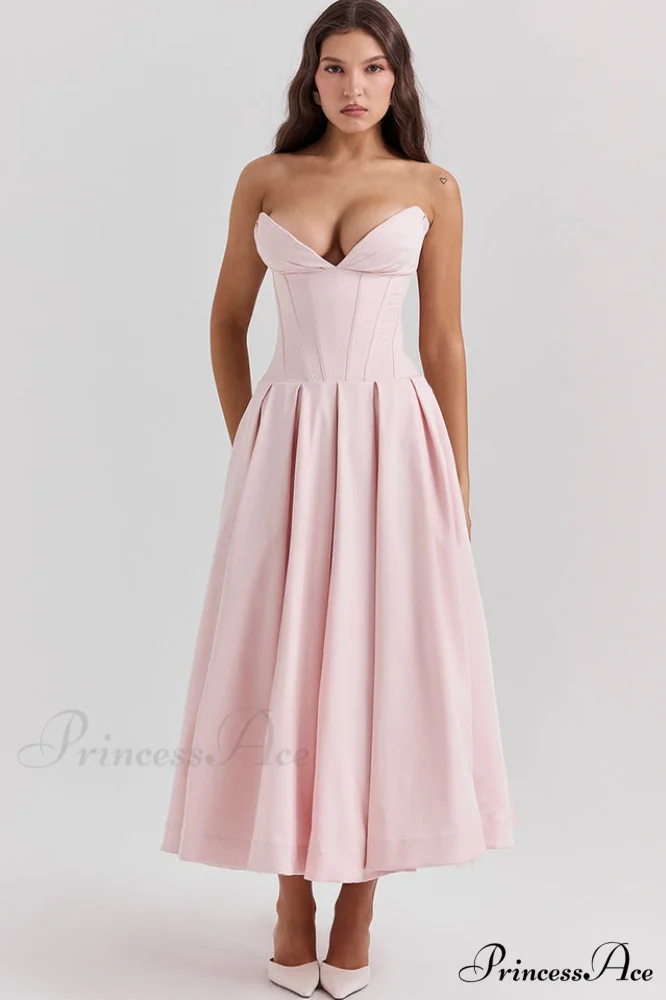 Lady Black Stylish Strapless Midi Dress - Image 18